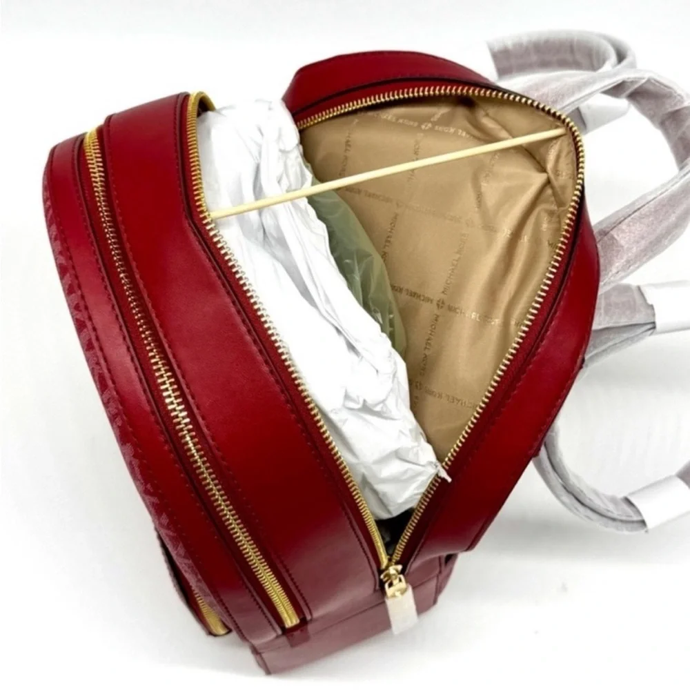 Michael Kors Jaycee Medium Logo Backpack & Matching Continental Wallet Cherry